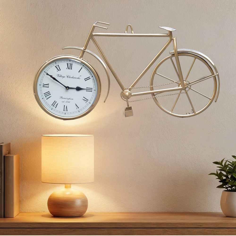 ONECLICKSTOREAK Vintage Bicycle Wall Clock for Living Room Decor | Large 23 Inch Decorative Metal Wall Clock for Home Decor, Study Room, Office & Coffee Shops